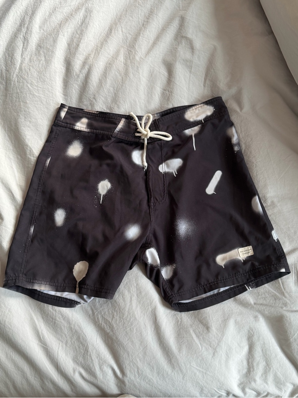 Black & White Splatter Men’s Swim Board Shorts